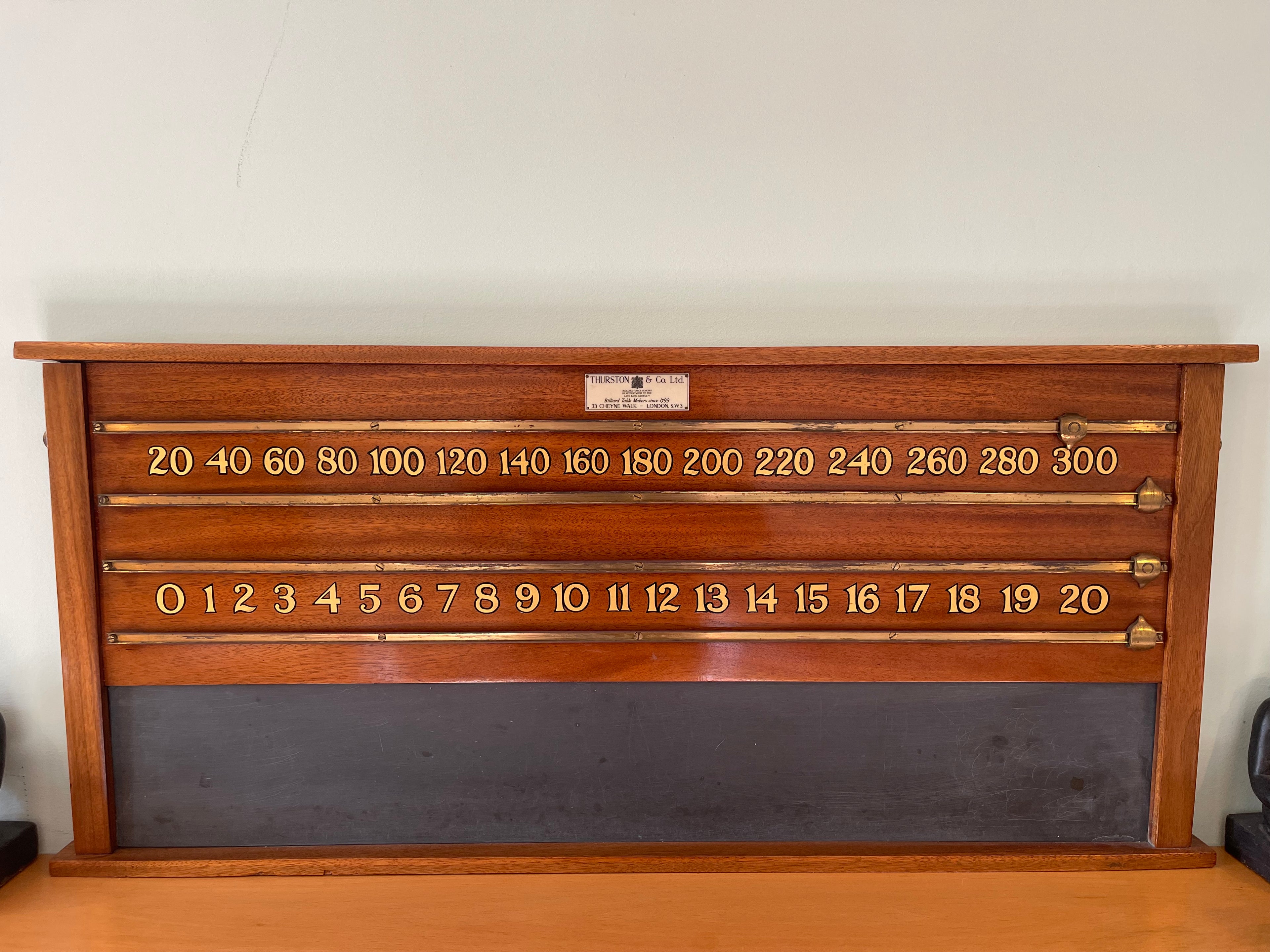 Pre war Thurston and co English billiards scoreboard