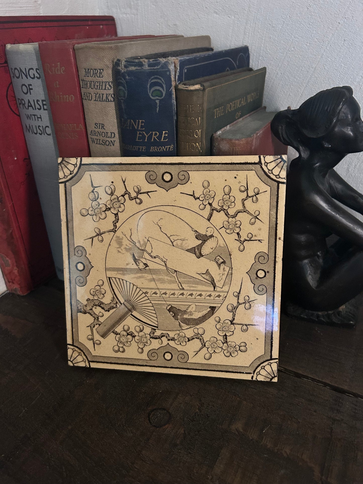 Victorian Mintons China Works Aesthetic Movement Transfer Printed Tile, c.1880