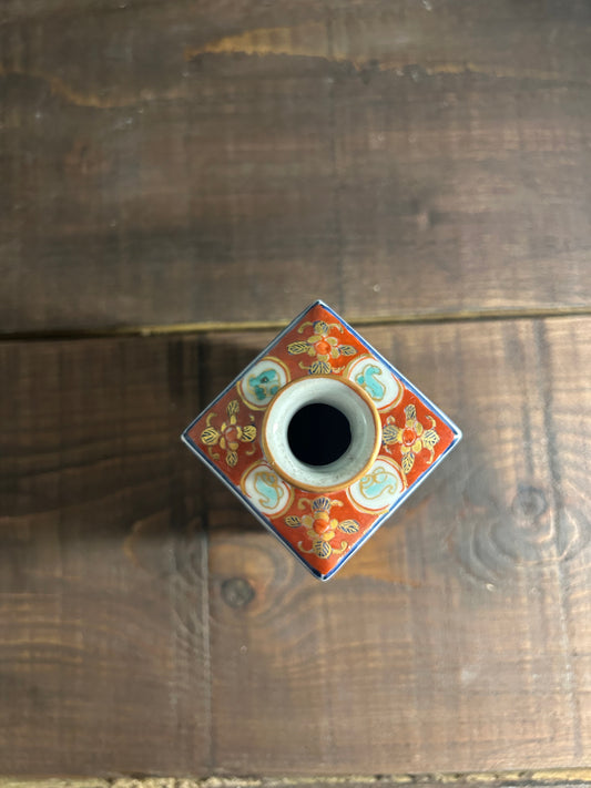 Antique Japanese Imari Porcelain Square Bottle Vase